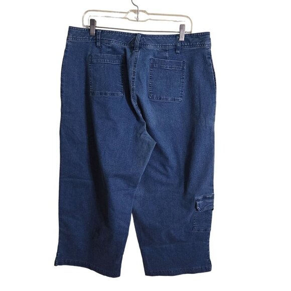J. Jill Super Wide Leg High Rise Cropped Cargo Jeans Size 18p - Picture 2 of 6